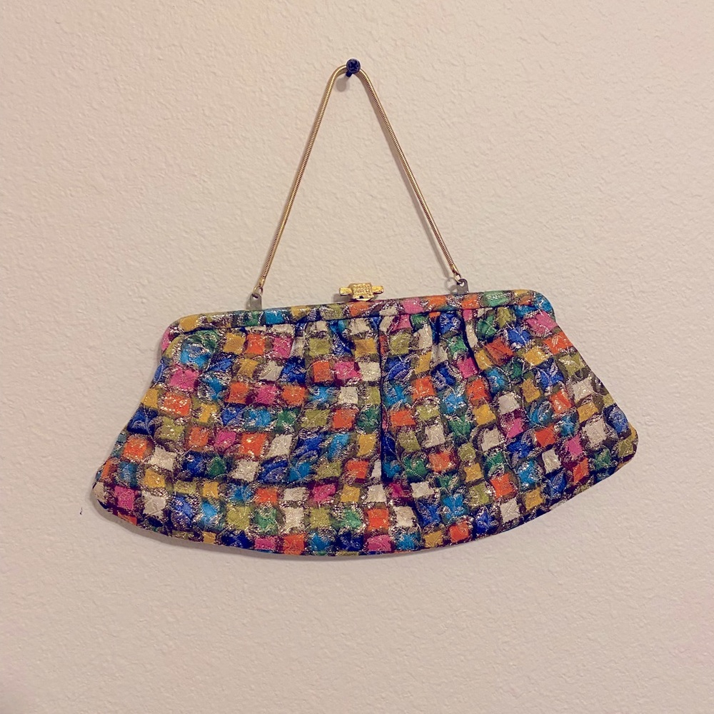 Vintage Multi-Color Block Pattern Purse